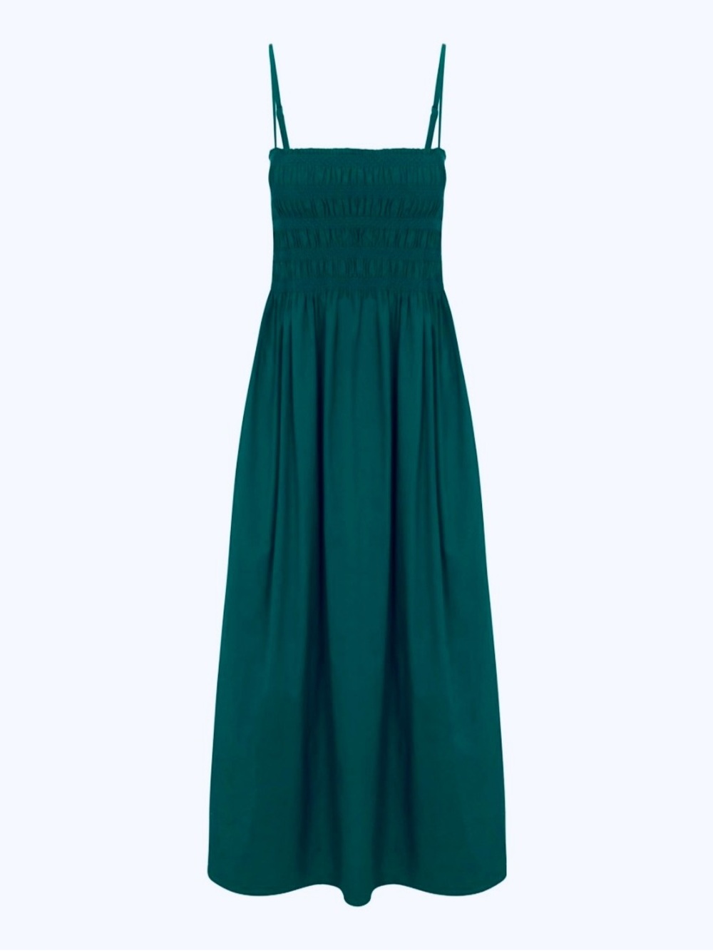 LOFT Teal Green Long Smocked Maxi Dress Size Medium